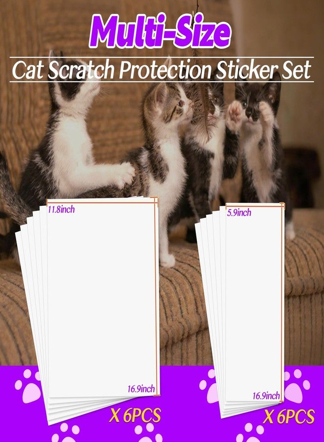 RAINFLOW Cat Scratch Furniture Protector - 12PCS Couch Protector from Cat Claws Transparent Couch Corner Protectors for Cats Heavy-Duty Self-Adhesive Tape No-Residue Easy to Apply 2 Size - Image 2