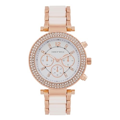 Joker & Witch 40mm White Dial 18mm White Metal Alloy Strap Watch for Women - Image 1