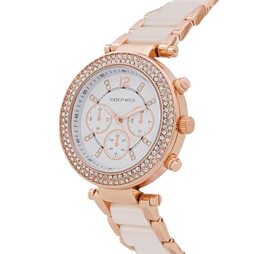 Joker & Witch 40mm White Dial 18mm White Metal Alloy Strap Watch for Women - Image 4