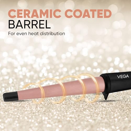 VEGA I-Curl Hair Curler For Women With Ceramic Coated 0.5 Inch-1 Inch Barrel, Quick Heatup Technology,LED Indicator, Fast Heat Up, Long-Lasting Curls, Suitable For All Hair Types, (Vhch-05), Black - Image 5