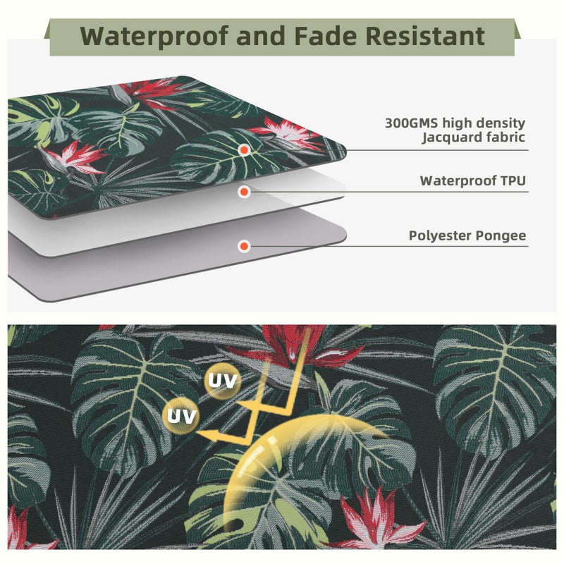 Favoyard Outdoor Seat Cushion 24 x 24 x 4 in Waterproof Pattern Fade Resistant Cover Removable Patio Furniture Cushions Deep Seat & Back Cushion Set with Adjustable Straps for Patio Chair Sofa Couch - Image 4