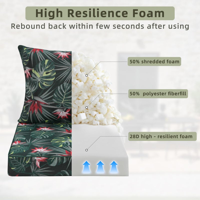 Favoyard Outdoor Seat Cushion 24 x 24 x 4 in Waterproof Pattern Fade Resistant Cover Removable Patio Furniture Cushions Deep Seat & Back Cushion Set with Adjustable Straps for Patio Chair Sofa Couch - Image 5