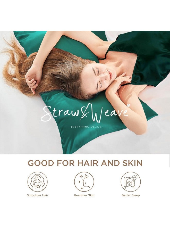 STRAW&WEAVE مشط خشبي وإكسسوارات شعر ساتان للنساء | ضمان لمدة 1 سنة | مع 2 غطاء وسادة، 3 رباطات شعر و 1 مشط كاتشي نيم | أغطية وسادة ساتان حرير للشعر والبشرة - Image 5