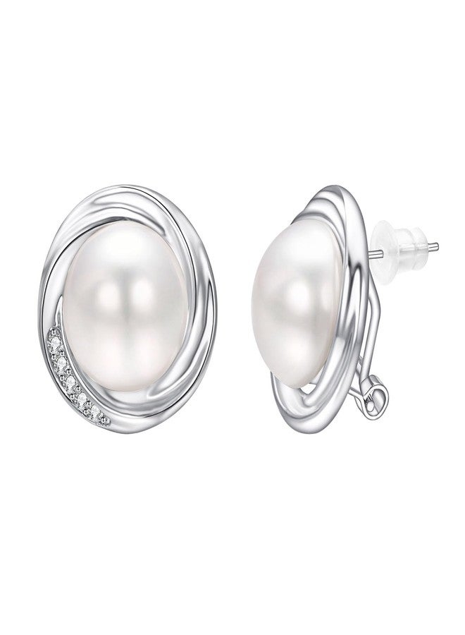 Yoursfs Large Faux Pearl Stud Earrings for Women Silver Hypoallergenic Earrings Elegant Round Pearl Stud Trendy Jewelry - Image 1