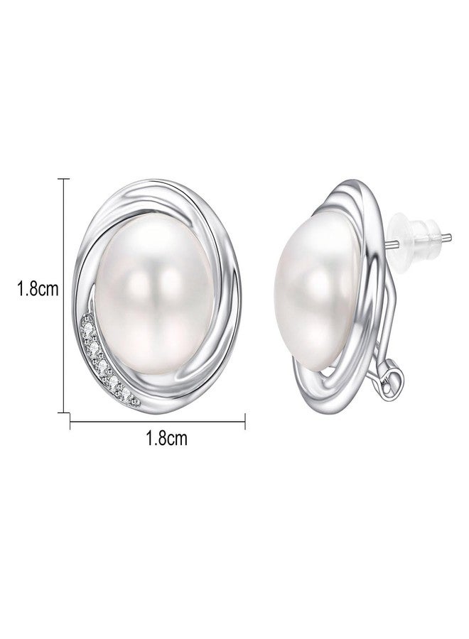 Yoursfs Large Faux Pearl Stud Earrings for Women Silver Hypoallergenic Earrings Elegant Round Pearl Stud Trendy Jewelry - Image 3