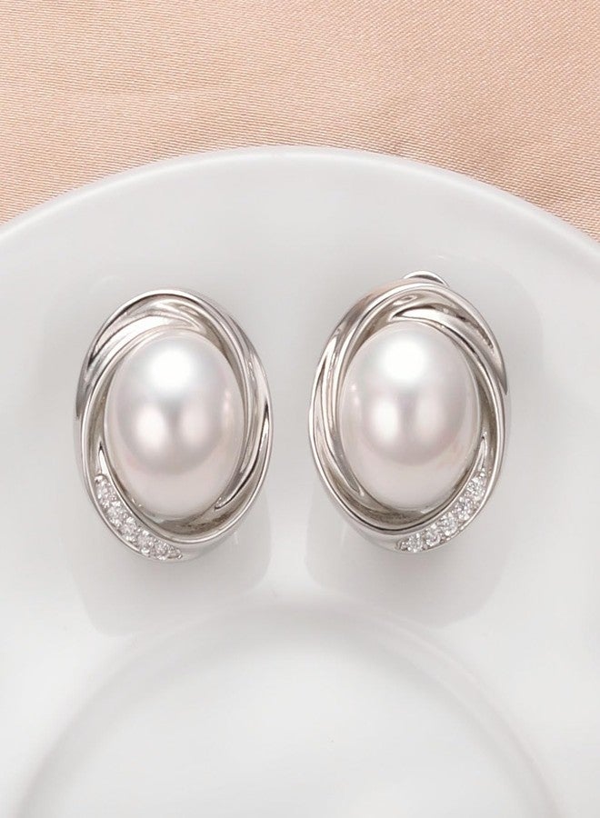 Yoursfs Large Faux Pearl Stud Earrings for Women Silver Hypoallergenic Earrings Elegant Round Pearl Stud Trendy Jewelry - Image 5