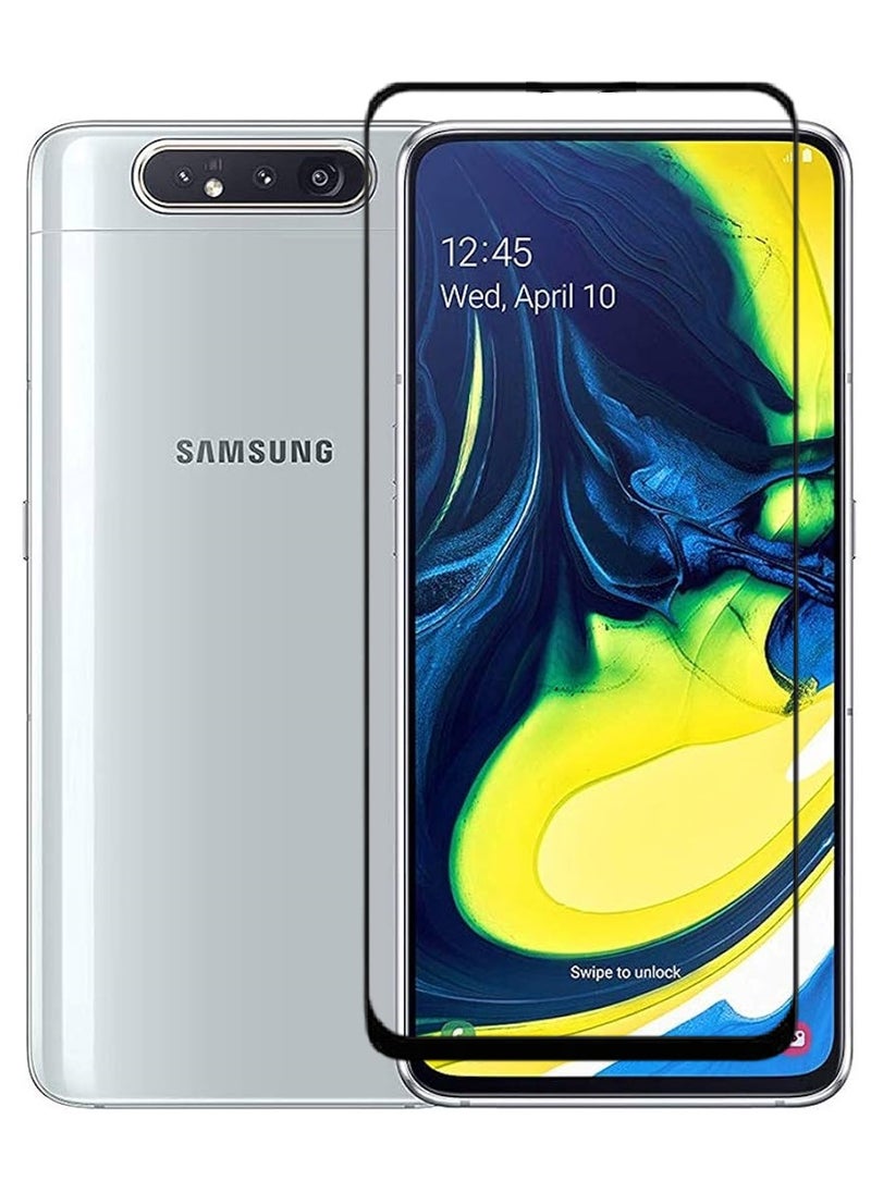 AINA حماية شاشة زجاجية مقسّاة 5D مصممة لهاتف سامسونج جالاكسي A80 تغطية كاملة من الحافة إلى الحافة ولصق كامل خالي من الفقاعات - Image 1