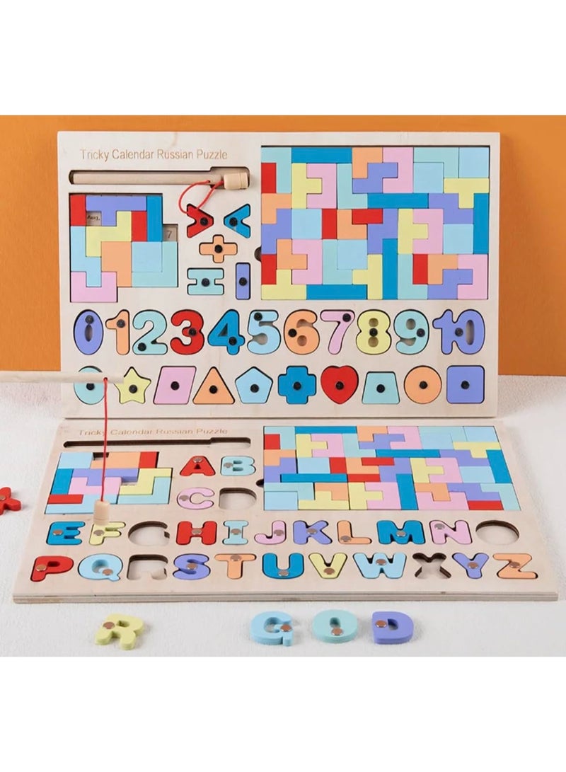 Clicko Wooden Tetris shapes Numbers board, Magnetic letters, magnet play, early educational toys, learning - Image 2