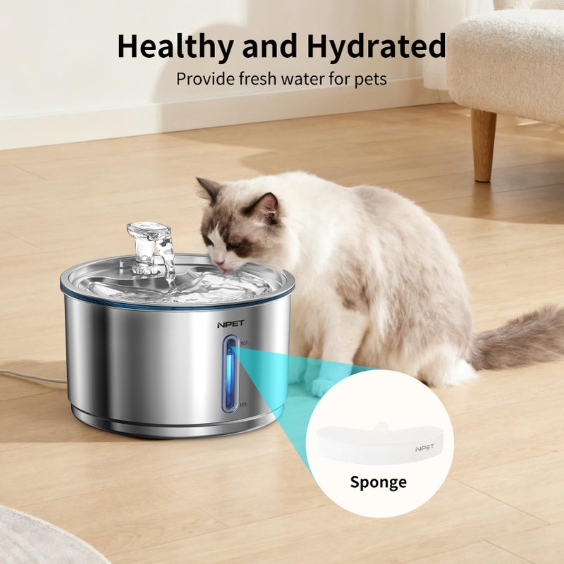 NPET Upgraded Design 8 Pack Replacement Filters for WF050/WF100 Cat Fountain and WF210 Stainless Steel Pet Water Fountain Cat Water Dispenser - Image 2