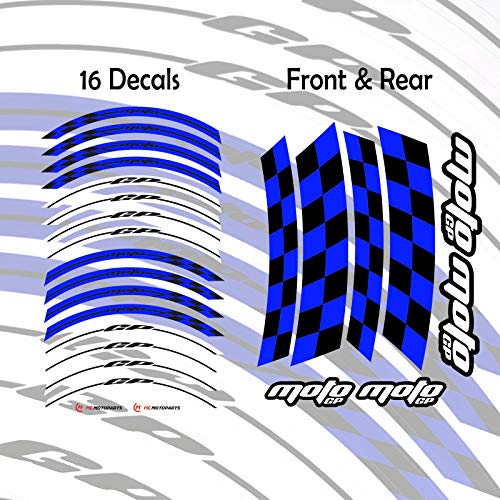 MC MOTOPARTS 17 inch Rim Stickers Vinyl Glossy Decals Compatible with YZF R1 R6 R3 R1M MT-09 MT07 Tracer FZ8 FZ1 XSR 900 700 19 20 21 22 23 24 YZF R9 2024 2025 Blue - Image 3