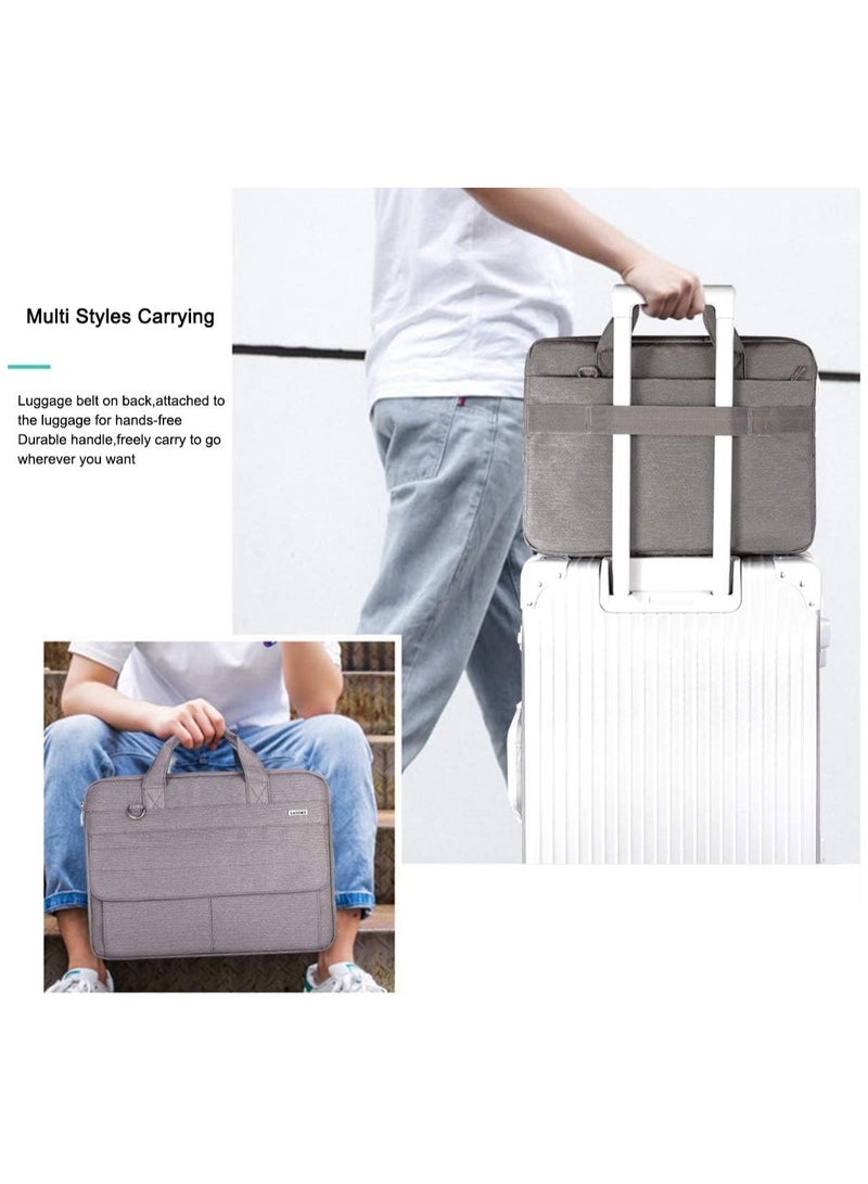 حقيبة كمبيوتر محمول مقاس 15.6 بوصة للرجال والنساء، غطاء حماية 360 درجة متوافق مع أجهزة MacBook Pro/HP/Dell/Asus/ThinkPad Notebook - رمادي - Image 3