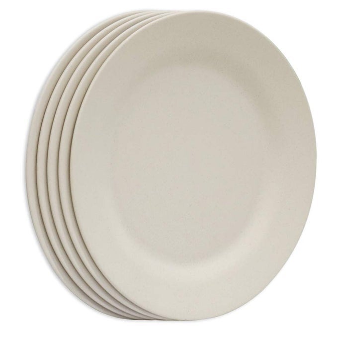 5 PACK 11 INCH DINNER PLATE SET EXTRA LARGE PASTA PLATES UNBREAKABLE DISHES LIGHTWEIGHT WHEAT STRAW SALAD DINNERWARE REUSABLE FIBER DESSERT TABLEWARE BEIGE