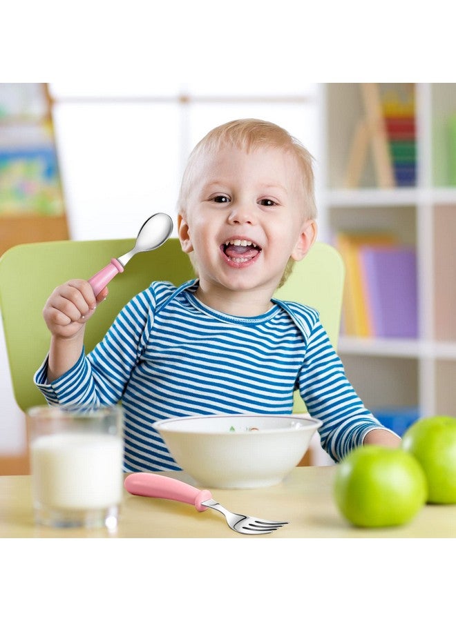 Honeydak Honeydak 24 Pieces Toddler Utensils Kids Silverware Set Spoons and Forks with Round Handle Toddler Stainless Steel Kids Cutlery Spoons and Forks for Safe Dining Lunch Box Kitchen  - Image 4