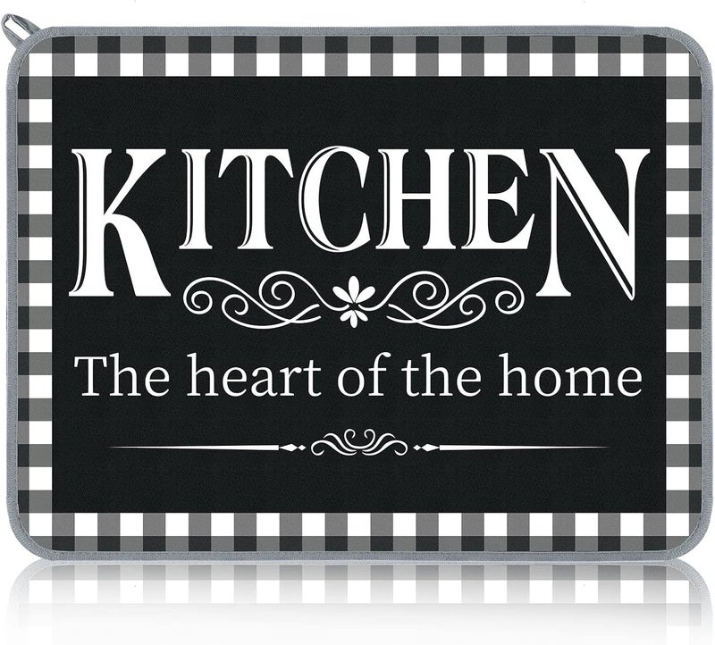 Sinmoe 18 x 24 Inches Buffalo Plaid Dish Drying Mat Elegant Dishes Pad Absorbent Reversible Drainer Rack Mat Absorbent Kitchen Is The Heart of The Home Rack PadPlaid Style - Image 1