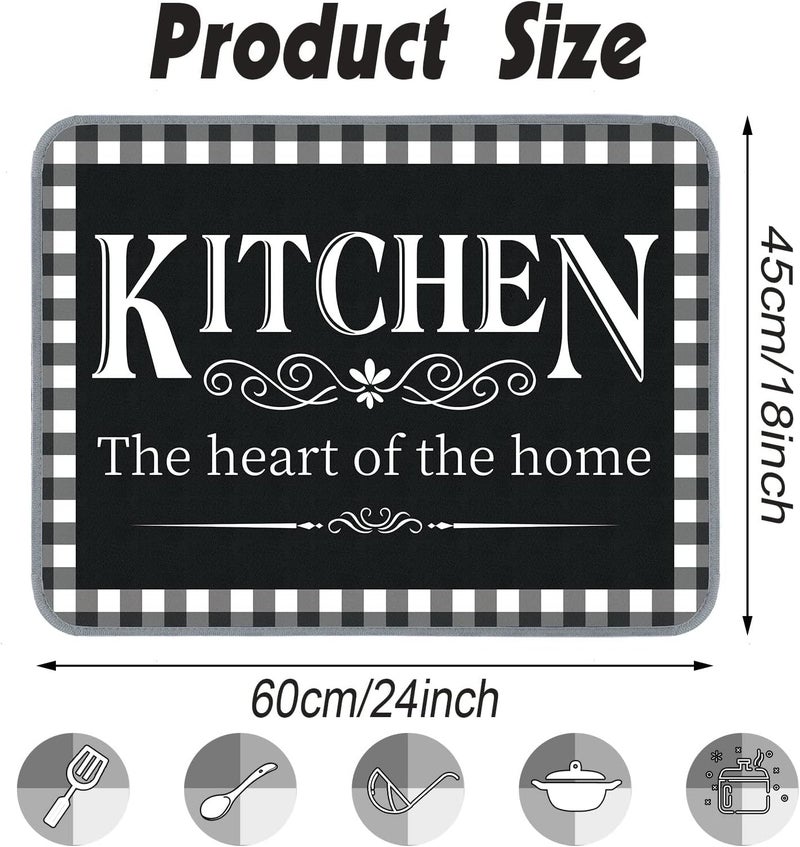 Sinmoe 18 x 24 Inches Buffalo Plaid Dish Drying Mat Elegant Dishes Pad Absorbent Reversible Drainer Rack Mat Absorbent Kitchen Is The Heart of The Home Rack PadPlaid Style - Image 2