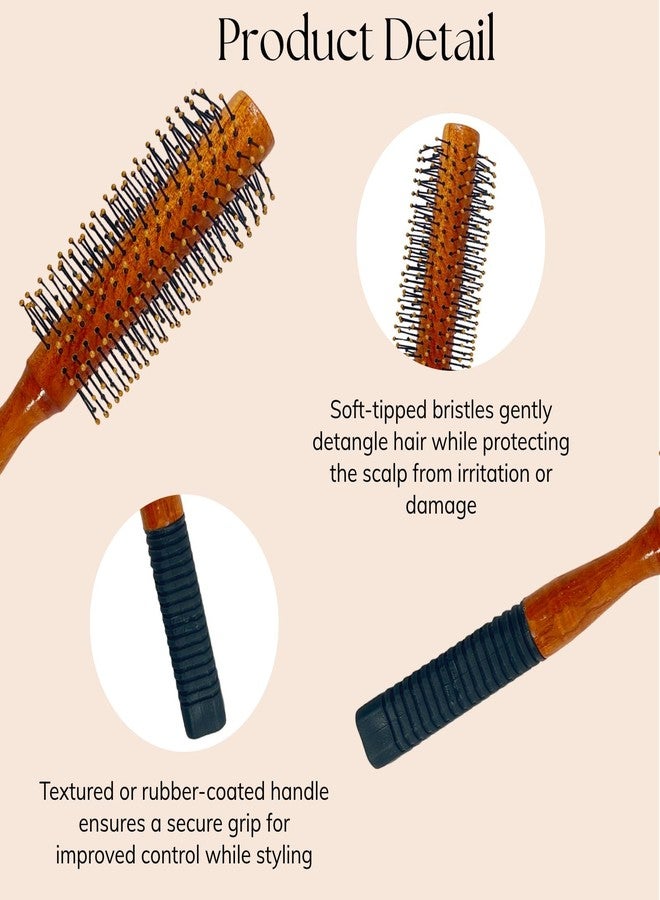 ZEYU Wooden Round Hair Brush for Men & Women | Adds Curls, Volume, Waves | For Blowout, Straightening, Curling, Drying & Scalp Massage | Hair Roller Brush for Styling & Volumizing - Image 4
