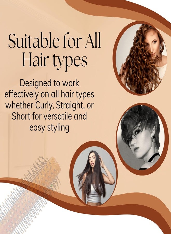 ZEYU Wooden Round Hair Brush for Men & Women | Adds Curls, Volume, Waves | For Blowout, Straightening, Curling, Drying & Scalp Massage | Hair Roller Brush for Styling & Volumizing - Image 5