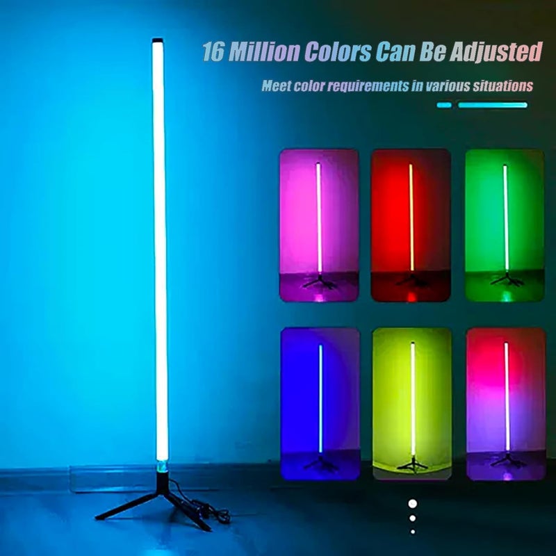رايتشر مصباح أرضي ذكي للتحكم عن بعد بتقنية RGB، مصباح زاوية حائطية محيطية، بطول 40.5 بوصة، LED يمكن تغيير اللون عبر تطبيق البلوتوث، مناسب للقراءة وغرفة المعيشة وغرفة النوم والمكتب - Image 5