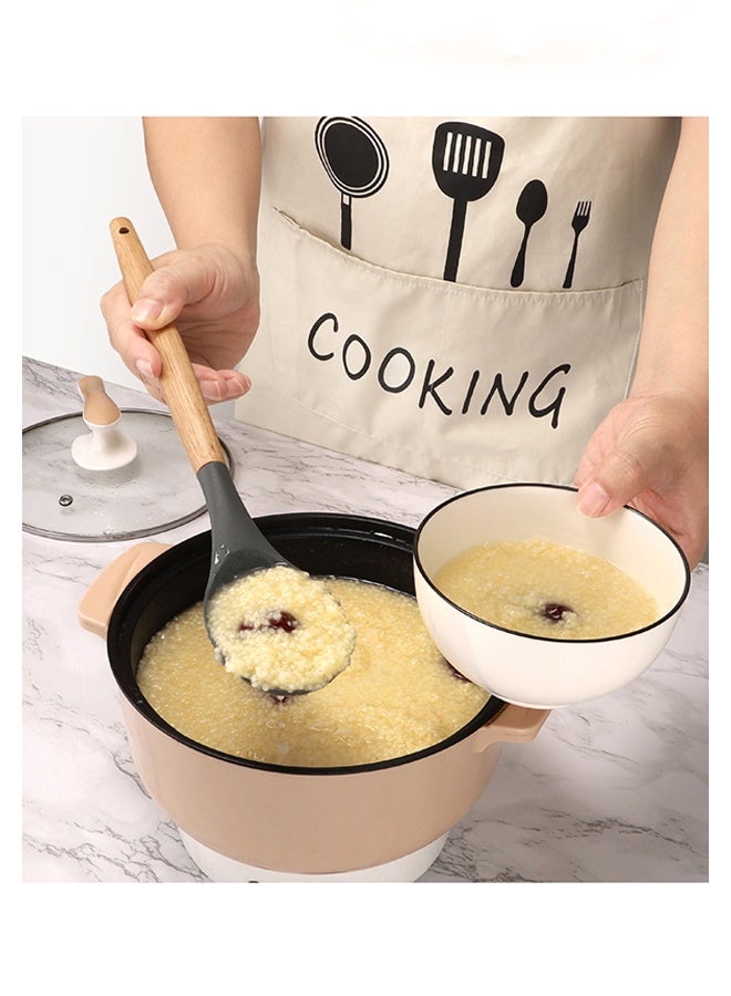 11-Piece Cooking Utensils Set With Wooden Handles Metal Container, Cookware,Kitchen Utensils,Spatula,Silicone Utensils, Nonstick Cookware, Heat Resistance - Image 2