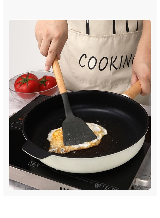 11-Piece Cooking Utensils Set With Wooden Handles Metal Container, Cookware,Kitchen Utensils,Spatula,Silicone Utensils, Nonstick Cookware, Heat Resistance - Image 4