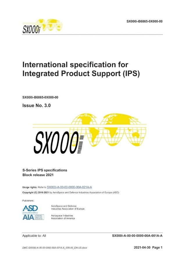 SX000i, International specification for Integrated Product Support (IPS), Issue 3.0: S-Series 2021 Block Release  - Image 1