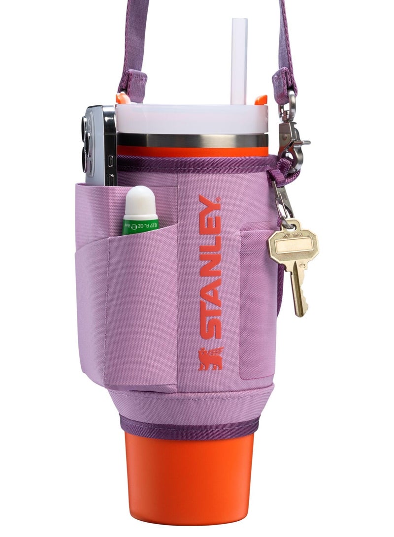 Stanley Quencher Carry-all Bag for 40oz Tumbler, Crossbody Water Bottle Carrier With Handle, Phone Holder Pocket, Card Sleeve & Detachable Strap, BPA free Travel Cup Bag, Lilac - Image 3