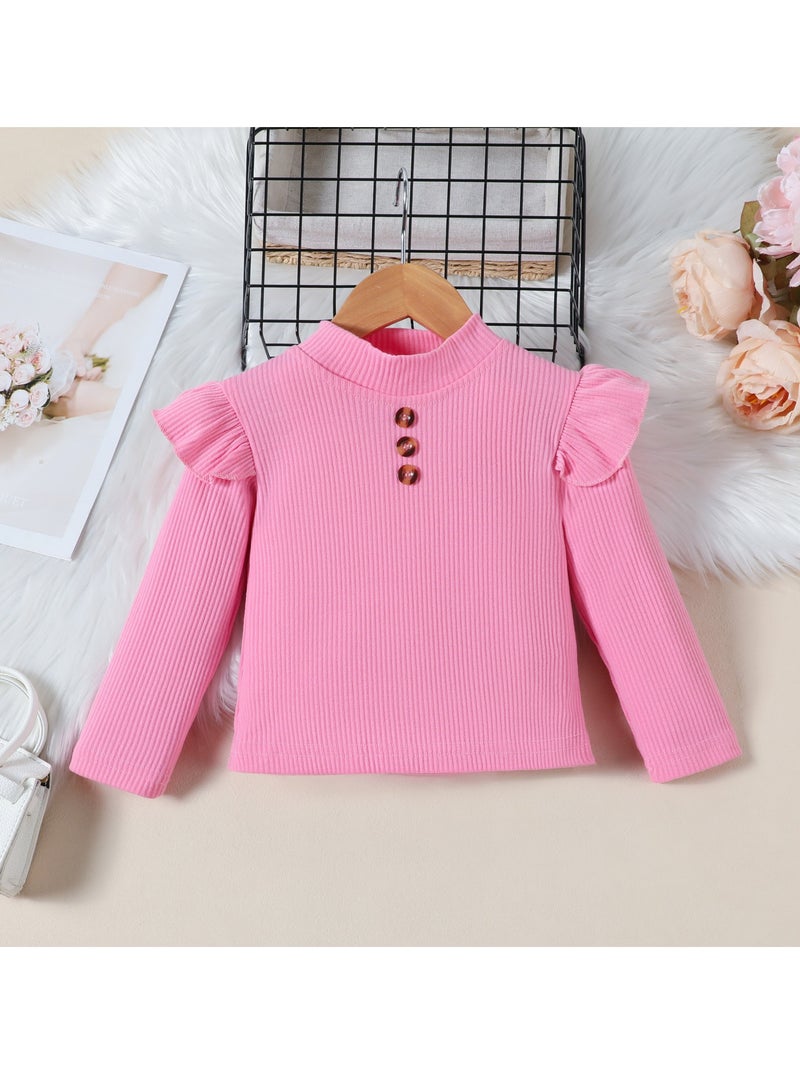 Charming Pink Ruffle Sleeve Top and Black Bow Accent Skirt Set for Girls Age 2 to 3 (Height 100 cm), Perfect for Birthday Parties Playdates and Photo Sessions  - Image 4