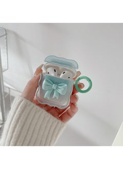 For AirPods Pro 2 Wave Gradient Powder Three-dimensional Bow Headphone Cover Airpods 4 3 Protective Cover-Color:Gradient Blue-Model:AirPods 4