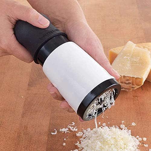 Vunexo Manual Cheese Mill Grinder Grater Slicer Shredder Hand Tool with 2 Changeable Blades, 17 X 8 X 8 CM, Black & White - Image 1