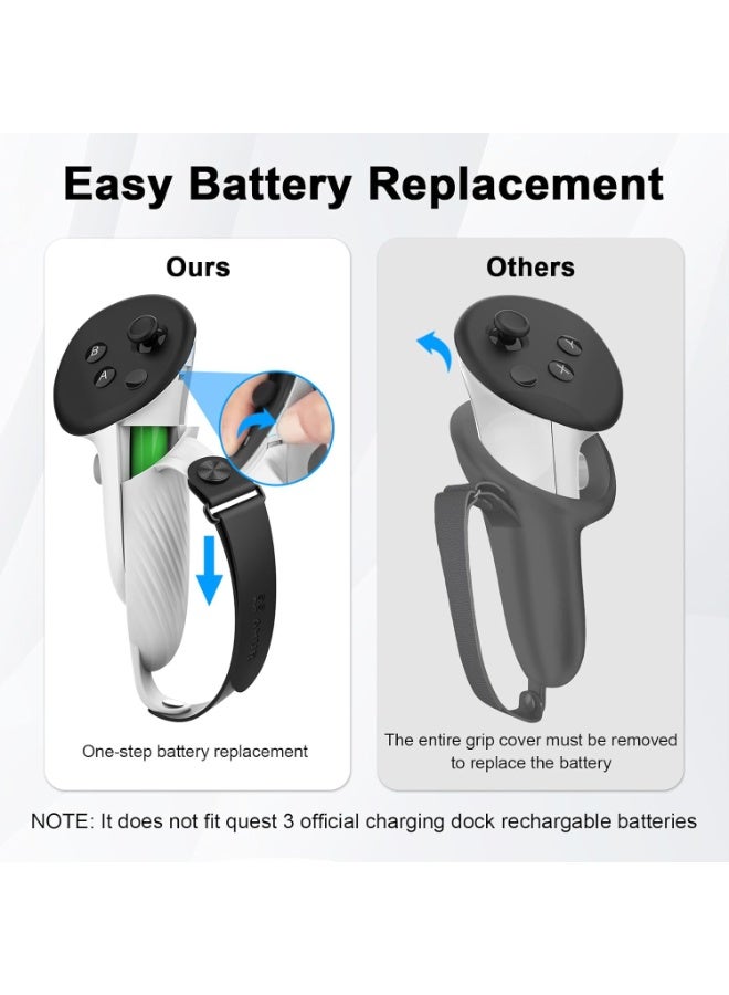 اي ام في ار مقابض تحكم متوافقة مع Meta/Oculus Quest 3S/Quest 3، ملحقات سيليكون غطاء مقابض غير انزلاقية، حزام يد ناعم قابل للتعديل يناسب اليدين الصغيرة والمتوسطة (لا يناسب بطارية محطة الشحن الرسمية) - Image 4