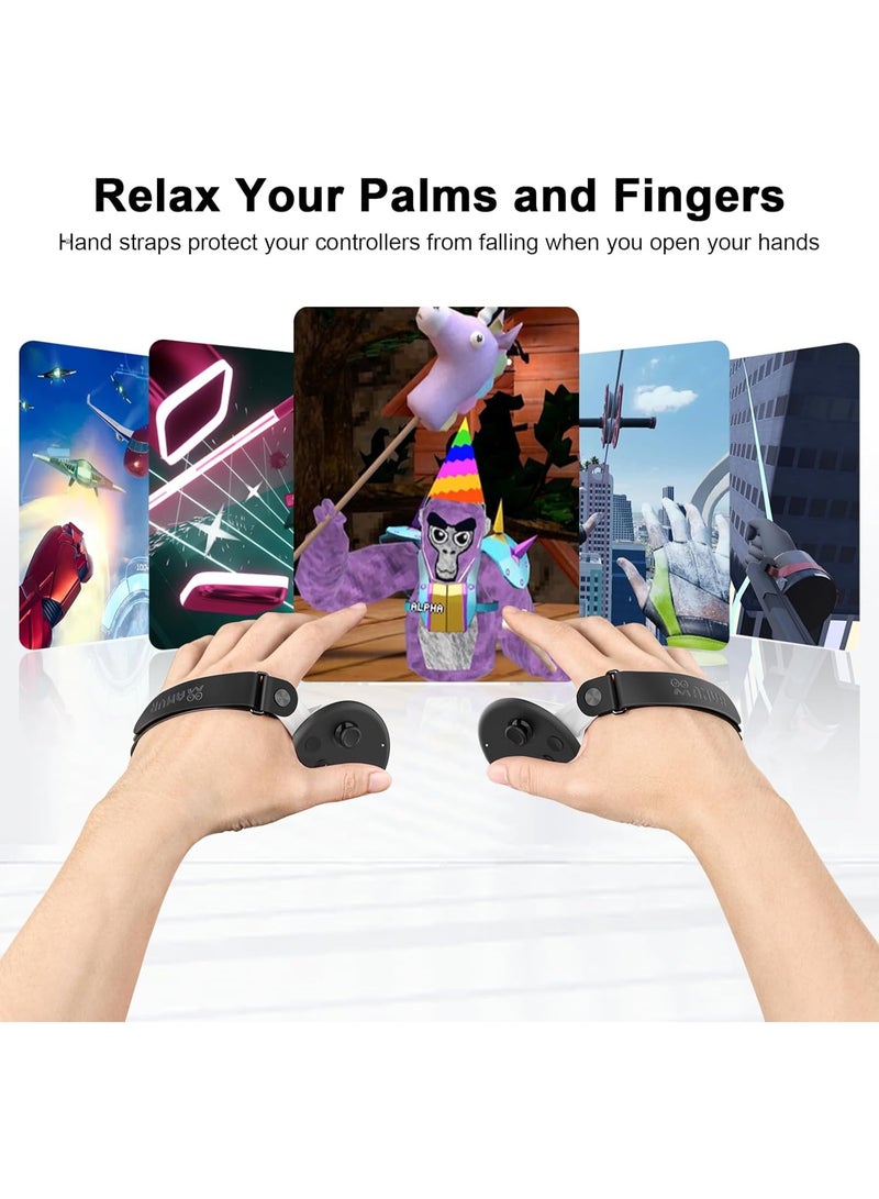 اي ام في ار مقابض تحكم متوافقة مع Meta/Oculus Quest 3S/Quest 3، ملحقات سيليكون غطاء مقابض غير انزلاقية، حزام يد ناعم قابل للتعديل يناسب اليدين الصغيرة والمتوسطة (لا يناسب بطارية محطة الشحن الرسمية) - Image 3