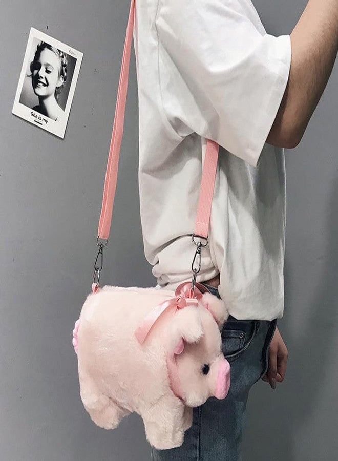 Ximimark 1 pcs Cute Plush Pig Crossbody Bag, Pink Kawaii Doll Shoulder Bag, Sweet Handbag Purse - Image 4