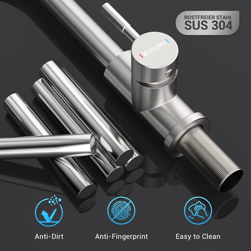 BLYLUND Touchless Kitchen Faucet with Pull-Down Sprayer, Kitchen Sink Faucet Brushed Nickel Faucets with Soap Dispensor, Single Handle Hands-Free Sensor Suitable for 1 to 4 Hole Sink, Stainless Steel - Image 5
