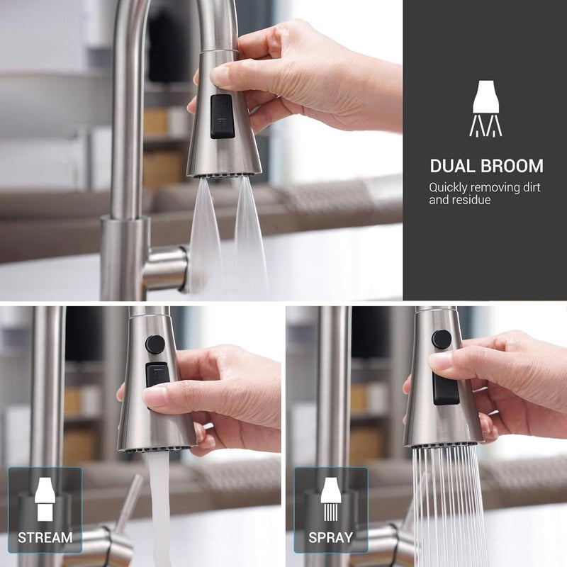 BLYLUND Touchless Kitchen Faucet with Pull-Down Sprayer, Kitchen Sink Faucet Brushed Nickel Faucets with Soap Dispensor, Single Handle Hands-Free Sensor Suitable for 1 to 4 Hole Sink, Stainless Steel - Image 3