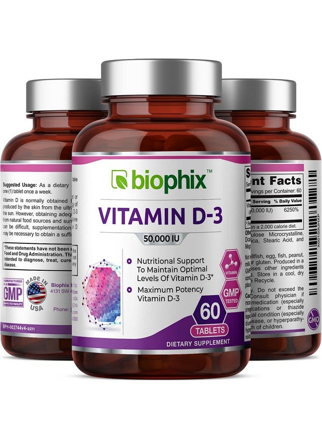 biophix Vitamin D-3 50000 IU 60 Tablets - High-Potency Supports Strong Bones Immune Health - Image 5