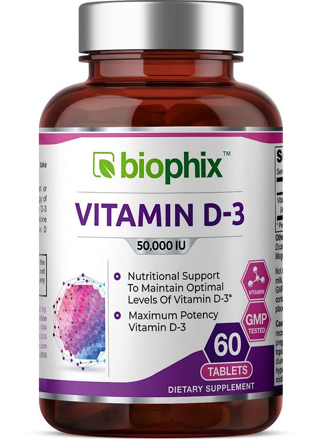 biophix Vitamin D-3 50000 IU 60 Tablets - High-Potency Supports Strong Bones Immune Health - Image 1