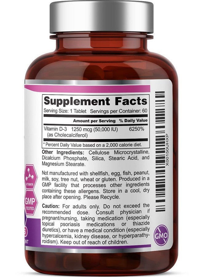 biophix Vitamin D-3 50000 IU 60 Tablets - High-Potency Supports Strong Bones Immune Health - Image 4