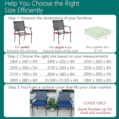 FLYMEI Patio Cushion Covers 18x18x2 Waterproof Outdoor Cushion Cover Replacement 2Packs Outdoor Seat Cushion Slipcover for Rattan Chair Sofa Blue - Image 3