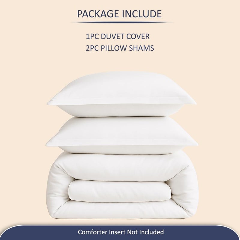 eBeddy Linens 800 Thread Count Ultra Silky Soft Egyptian Cotton Oversized King 120x98 Size 3-Pieces Duvet Cover Hidden Zipper Closer & Corner Ties Durable and Fade Resistant White Solid - Image 5