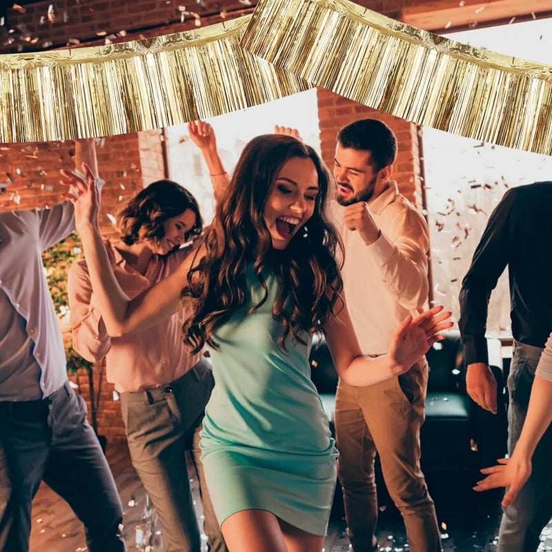 BEISHIDA بيشيدا 3 عبوات من زينة الشريط المعدني المتلألئ لتزيين الجدران باللون الشمبانيا - Image 3