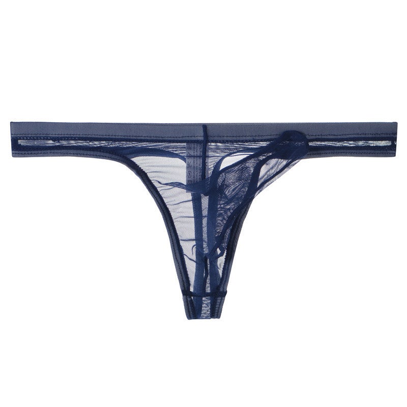 Mens Ultra-Thin Mesh Thong Breathable Elephant Trunk Underwear White - Image 5