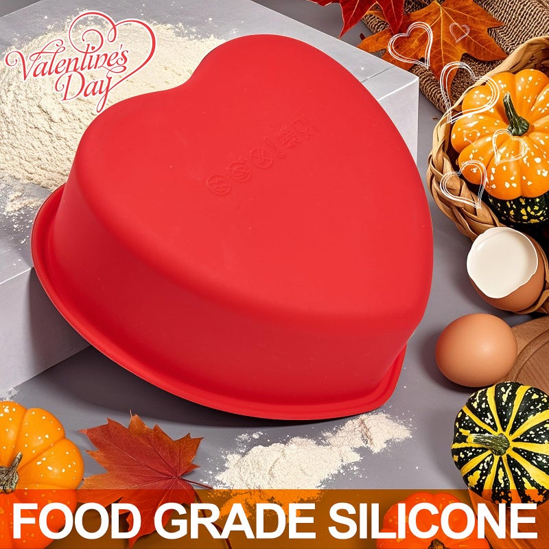 Dootafy 4 Pack Mini Heart Cake Pan  4 Inch Silicone Heart Cake Mold Baking Pan Nonstick Heart Shaped Molds For Valentines Day Anniversary Birthday Cake Snack Tart Muffin Cupcake Cheesecake Baking - Red - Image 3