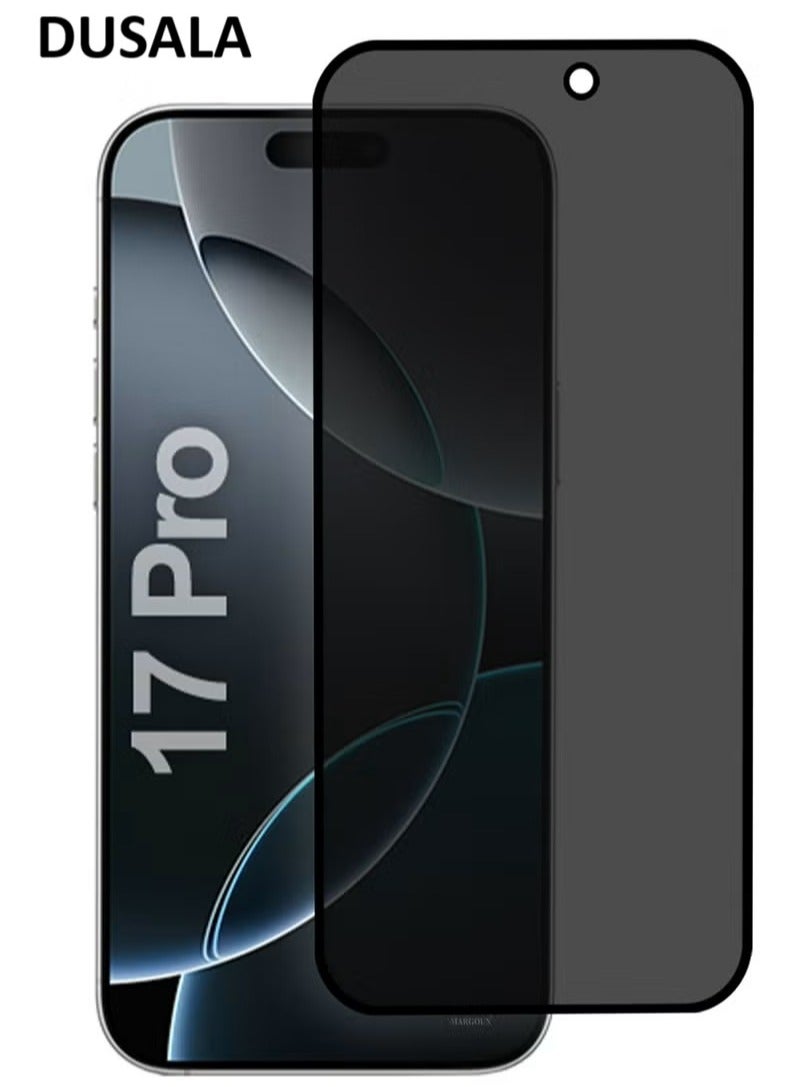 DUSALA Premium 3D Privacy Screen Protector for iPhone 17 Pro, Anti-Spy Tempered Glass HD Clear View Easy Installation Clear Black - Image 1