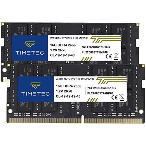 Timetec 32GB KIT(2x16GB) DDR4 2666MHz (DDR4-2666) PC4-21300 (PC4-2666V) Non-ECC Unbuffered 1.2V CL19 2Rx8 Dual Rank 260 Pin SODIMM Laptop Notebook PC Computer Memory RAM Module Upgrade - Image 1