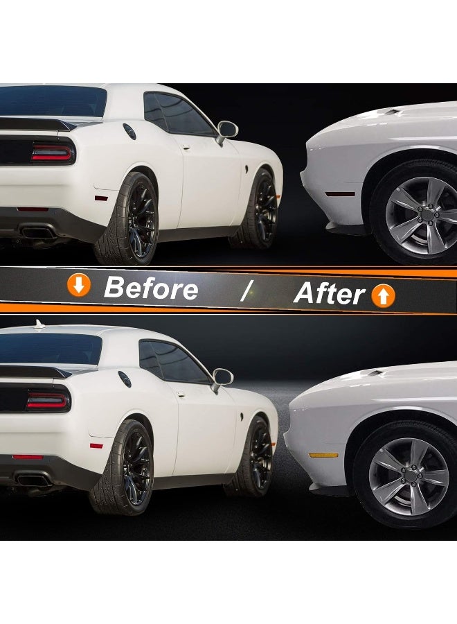 NDRUSH Blackout Side Marker Lights & Reflectors Vinyl Tint Film, Precut Overlay, Sidemarker Wrap Covers Compatible with Dodge Challenger 2015-2021 - Image 4