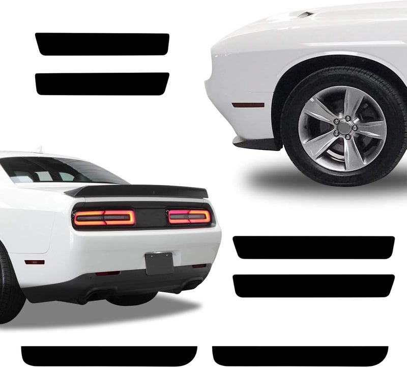 NDRUSH Blackout Side Marker Lights & Reflectors Vinyl Tint Film, Precut Overlay, Sidemarker Wrap Covers Compatible with Dodge Challenger 2015-2021 - Image 1