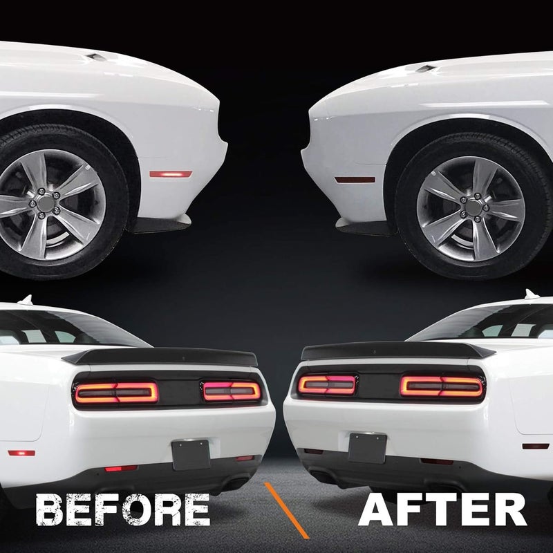 NDRUSH Blackout Side Marker Lights & Reflectors Vinyl Tint Film, Precut Overlay, Sidemarker Wrap Covers Compatible with Dodge Challenger 2015-2021 - Image 2