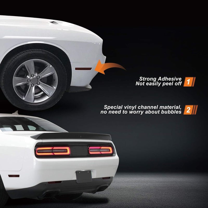 NDRUSH Blackout Side Marker Lights & Reflectors Vinyl Tint Film, Precut Overlay, Sidemarker Wrap Covers Compatible with Dodge Challenger 2015-2021 - Image 3