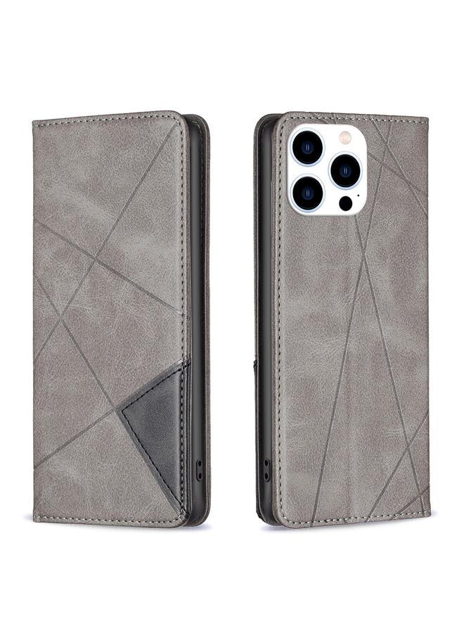 S-TOP Case For iPhone 15 Pro Max Rhombus Texture Magnetic Leather Phone Case - Image 1