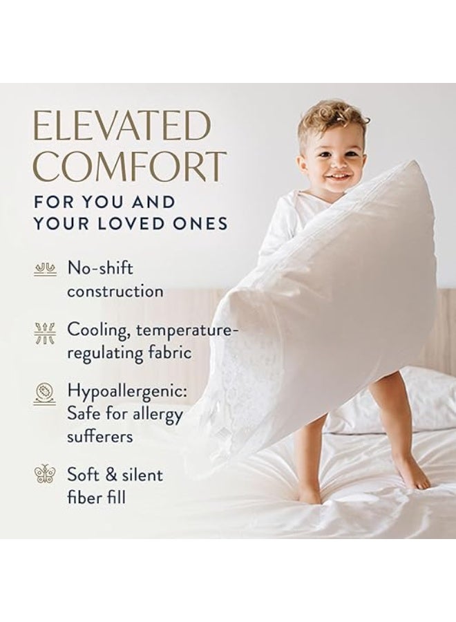 Digital Decor 100% Cotton Down-Alternative Hotel Pillows - Set of 2, Soft, - Image 3